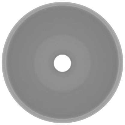 Lavandino Lusso Rotondo Grigio Chiaro Opaco 40x15cm in Ceramica - homemem39