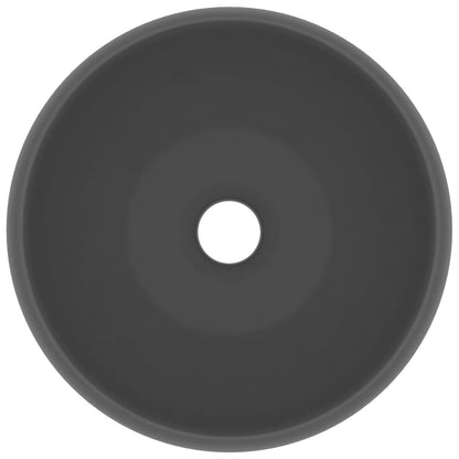 Lavandino Lusso Rotondo Grigio Scuro Opaco 40x15 cm in Ceramica - homemem39