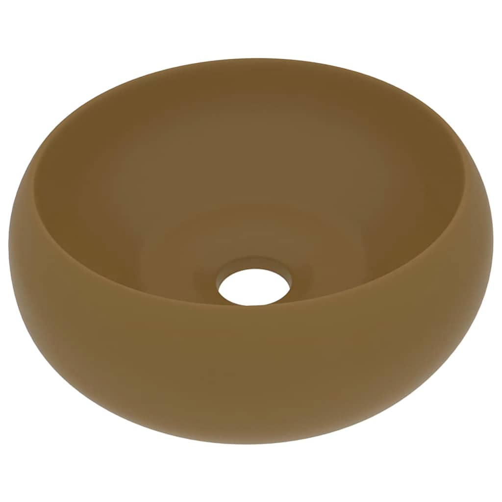 Lavandino Lusso Rotondo Crema Opaco 40x15 cm in Ceramica | homemem39