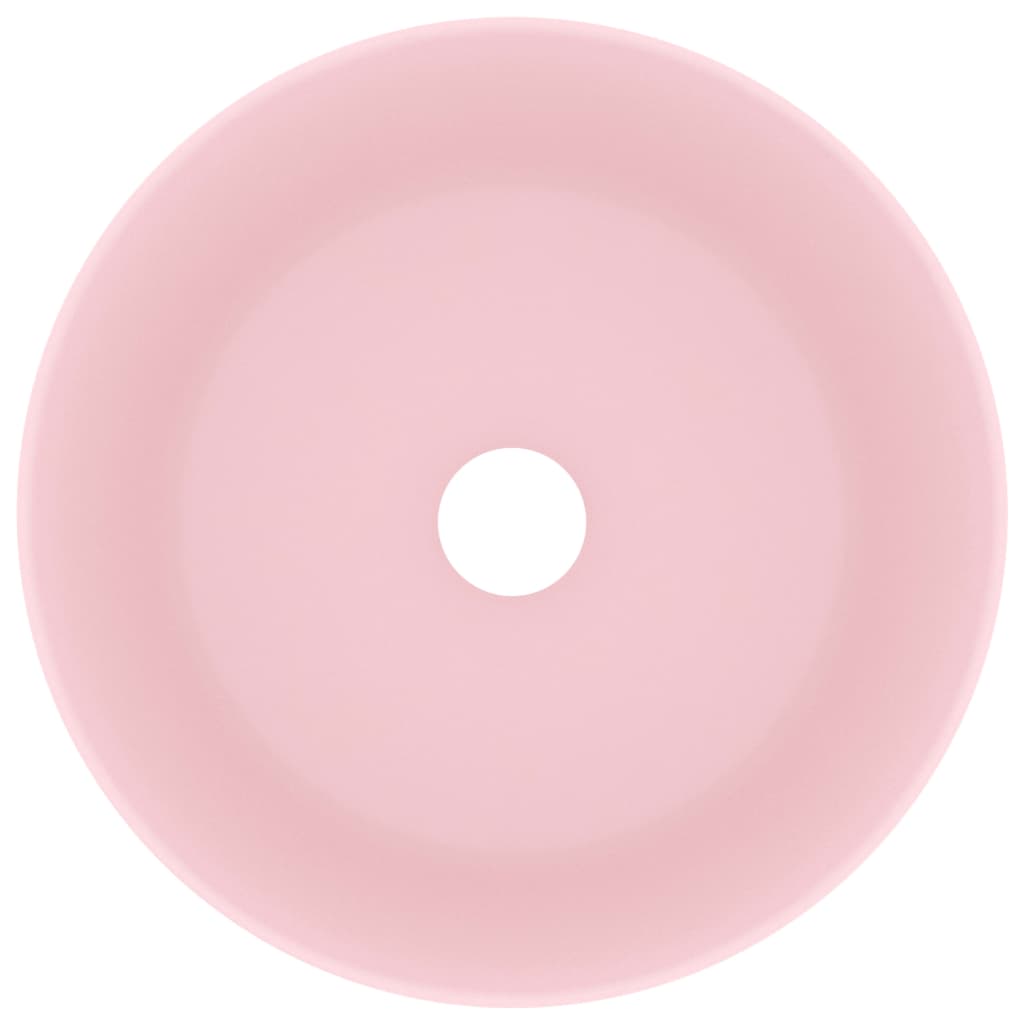 Lavandino Lusso Rotondo Rosa Opaco 40x15 cm in Ceramica