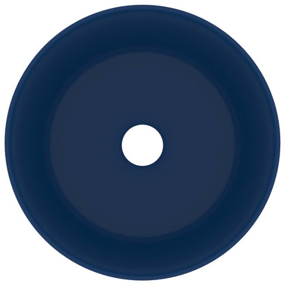 Lavandino Lusso Rotondo Blu Scuro Opaco 40x15 cm in Ceramica - homemem39