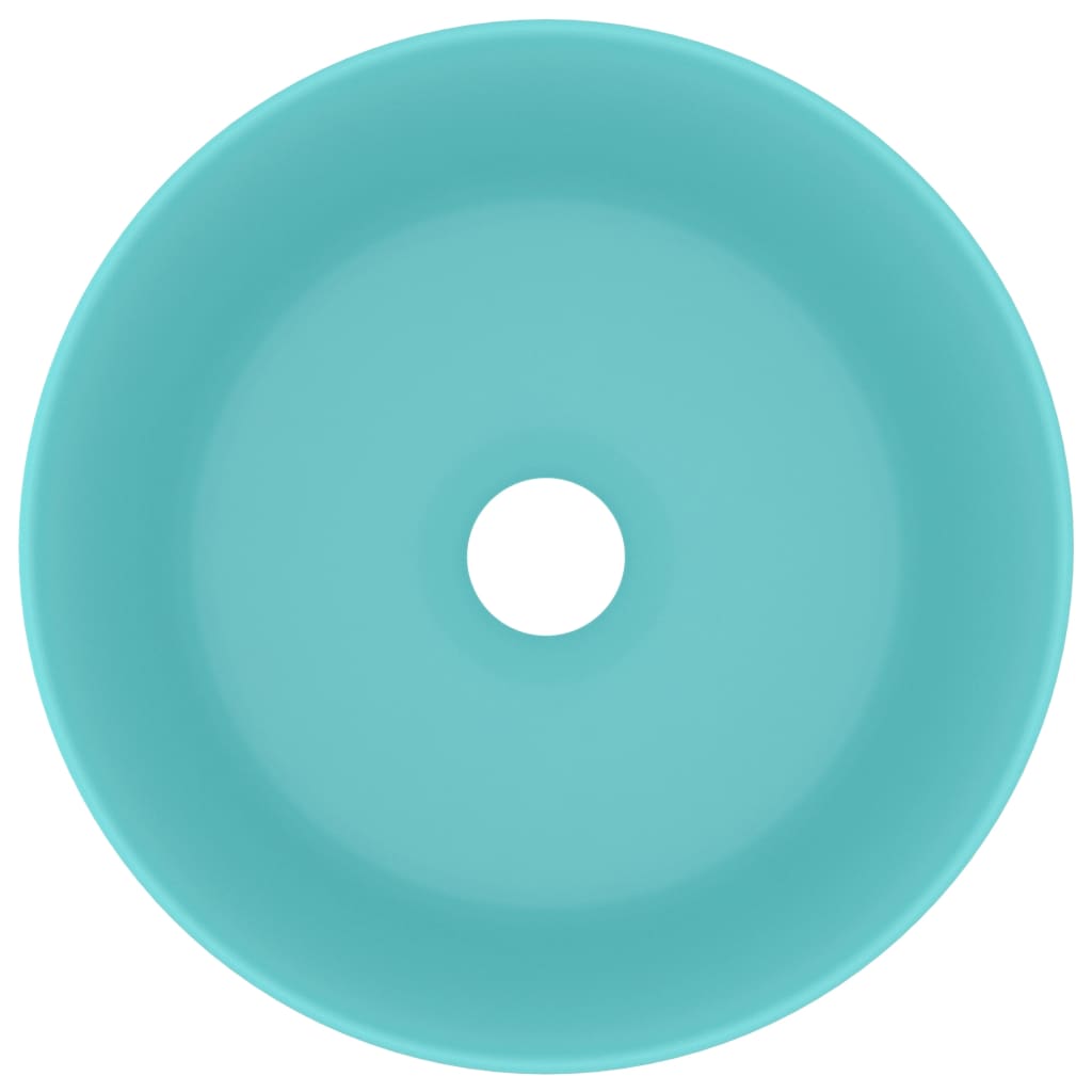 Lavandino Lusso Rotondo Verde Chiaro Opaco 40x15 cm in Ceramica - homemem39