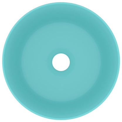 Lavandino Lusso Rotondo Verde Chiaro Opaco 40x15 cm in Ceramica - homemem39