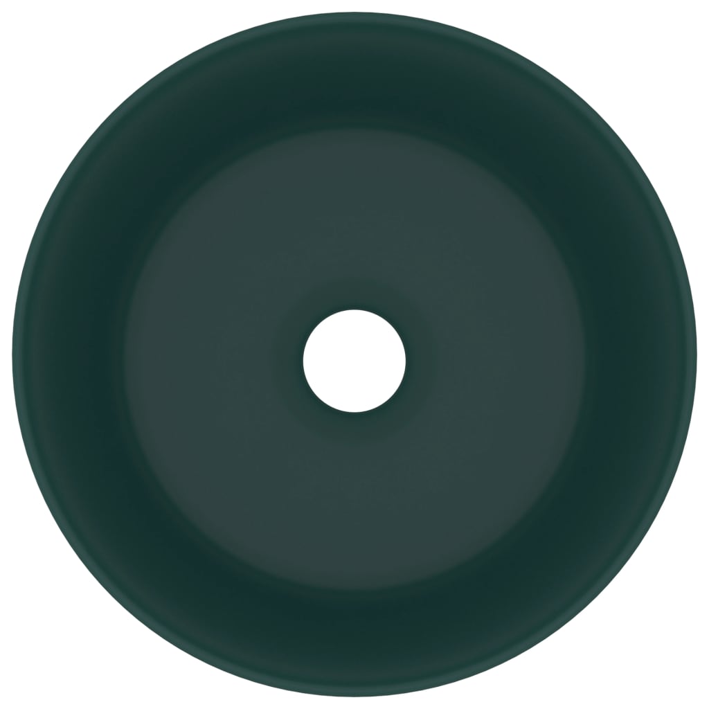 Lavandino Lusso Rotondo Verde Scuro Opaco 40x15 cm in Ceramica | homemem39