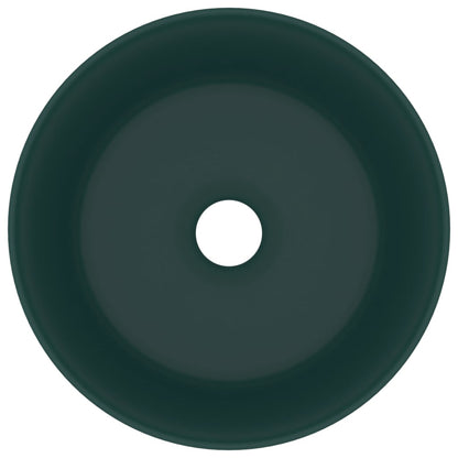 Lavandino Lusso Rotondo Verde Scuro Opaco 40x15 cm in Ceramica | homemem39