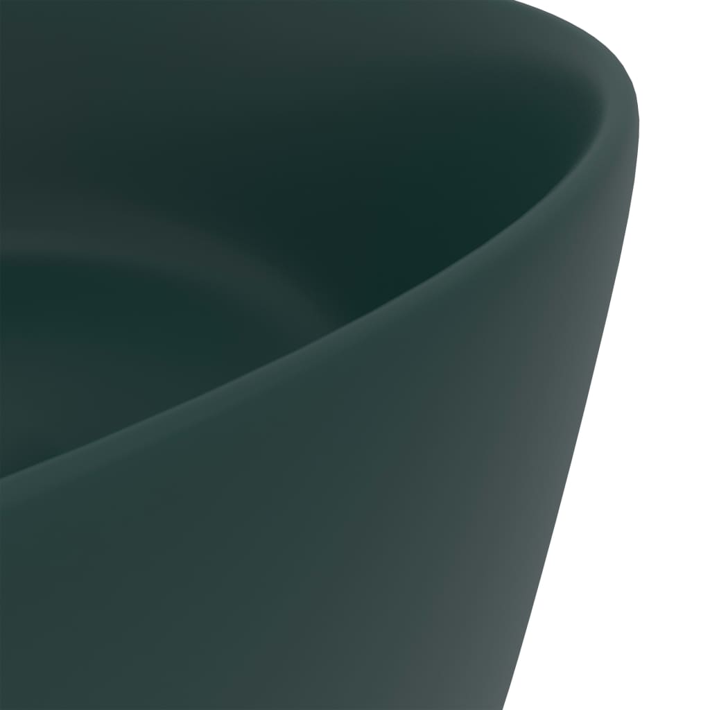 Lavandino Lusso Rotondo Verde Scuro Opaco 40x15 cm in Ceramica - homemem39