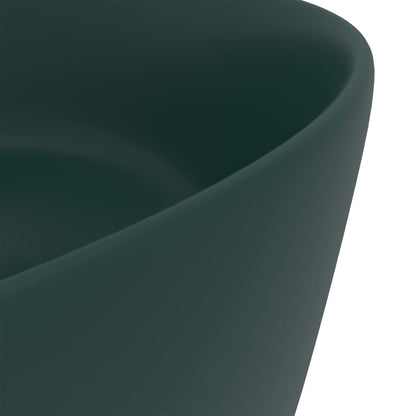 Lavandino Lusso Rotondo Verde Scuro Opaco 40x15 cm in Ceramica - homemem39