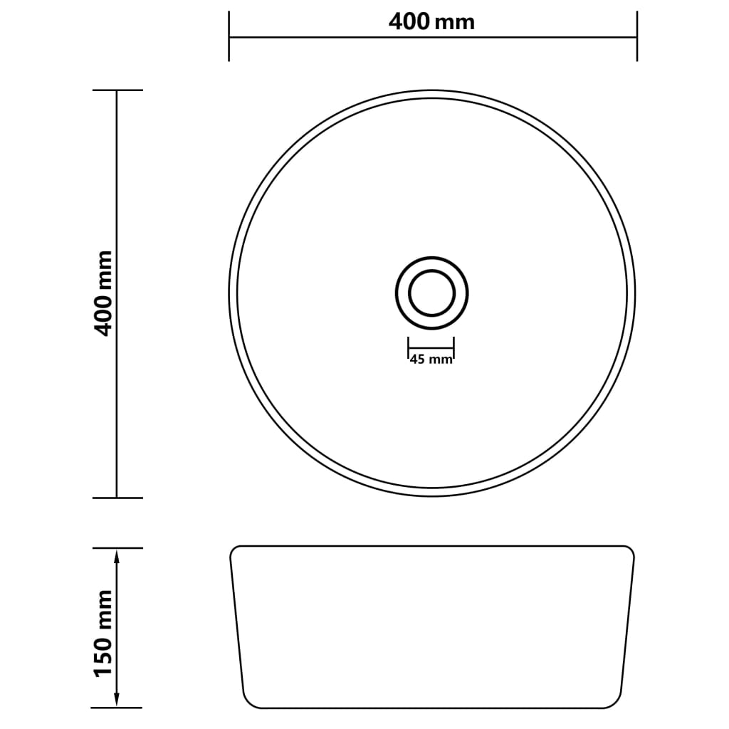 Lavandino Lusso Rotondo Verde Scuro Opaco 40x15 cm in Ceramica | homemem39