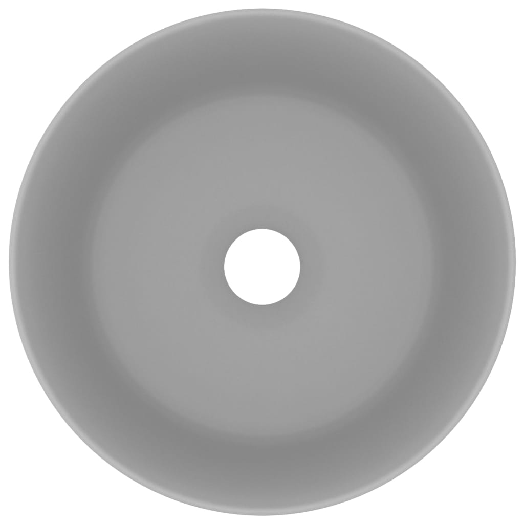 Lavandino Lusso Rotondo Grigio Chiaro Opaco 40x15cm in Ceramica - homemem39