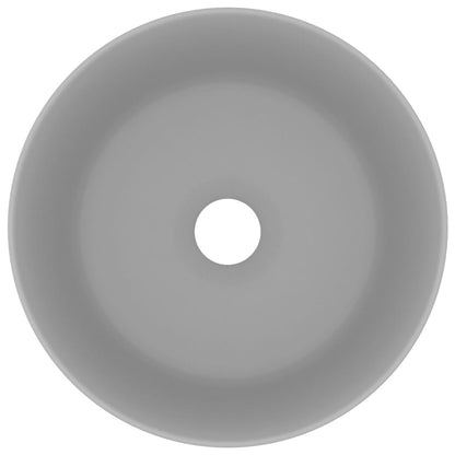 Lavandino Lusso Rotondo Grigio Chiaro Opaco 40x15cm in Ceramica - homemem39