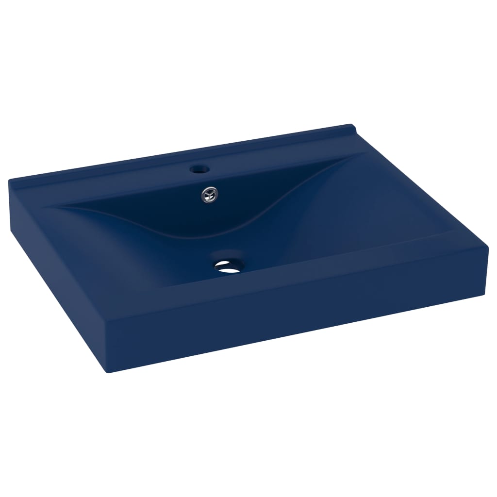 Lavandino con Foro Rubinetto Blu Scuro Opaco 60x46 cm in Ceramica - homemem39