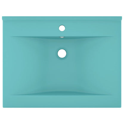 Lavabo con Foro Rubinetto Verde Chiaro Opaco 60x46 cm Ceramica