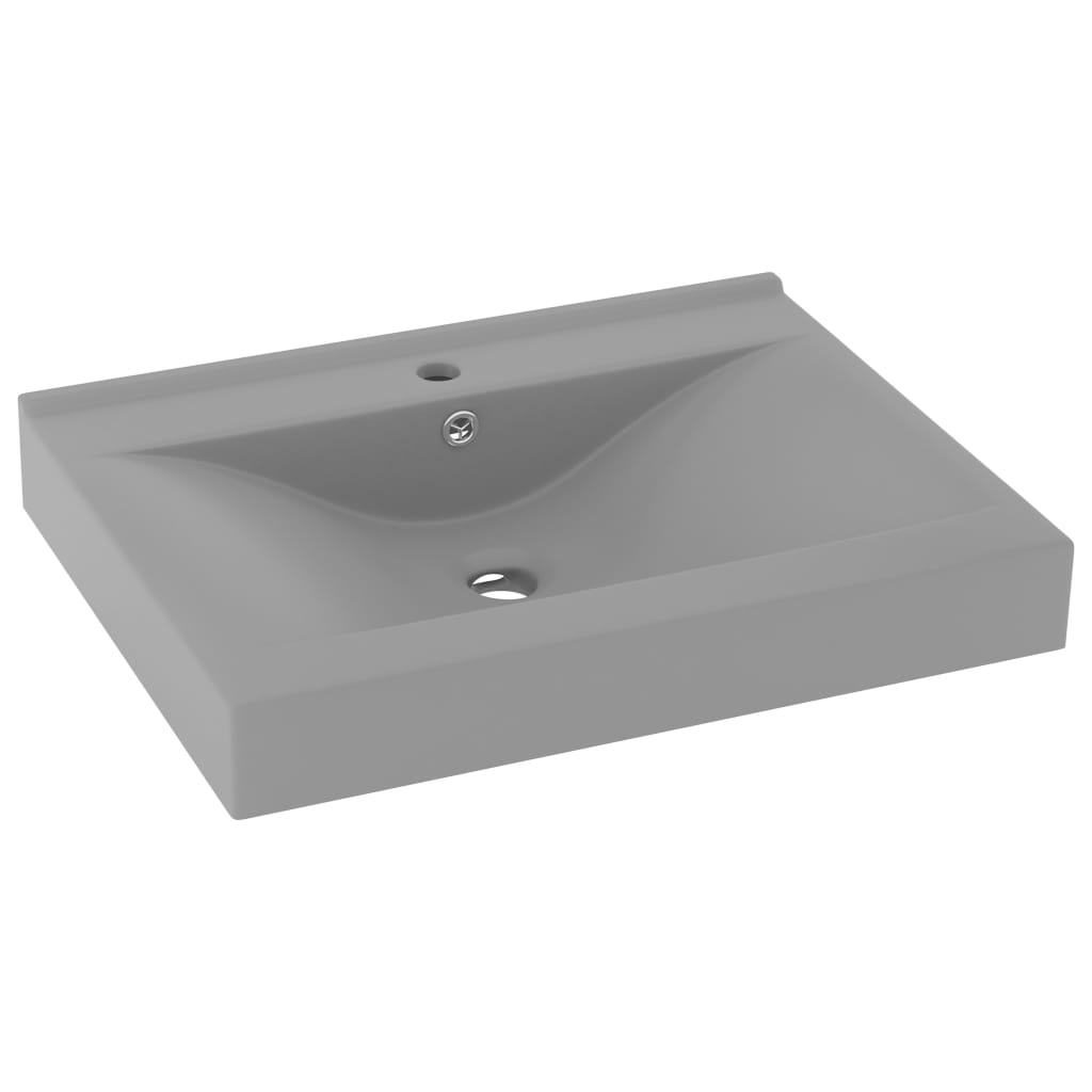 Lavabo con Foro Rubinetto Grigio Chiaro Opaco 60x46 cm Ceramica - homemem39