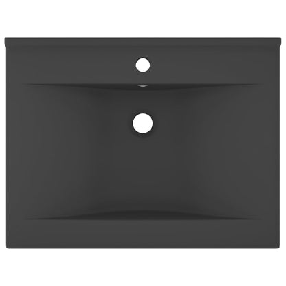 Lavabo con Foro Rubinetto Grigio Scuro Opaco 60x46 cm Ceramica - homemem39