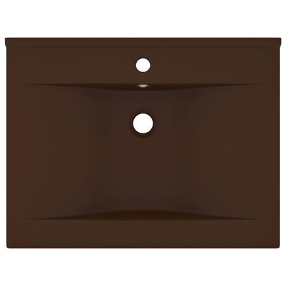 Lavabo con Foro Rubinetto Marrone Scuro Opaco 60x46cm Ceramica - homemem39