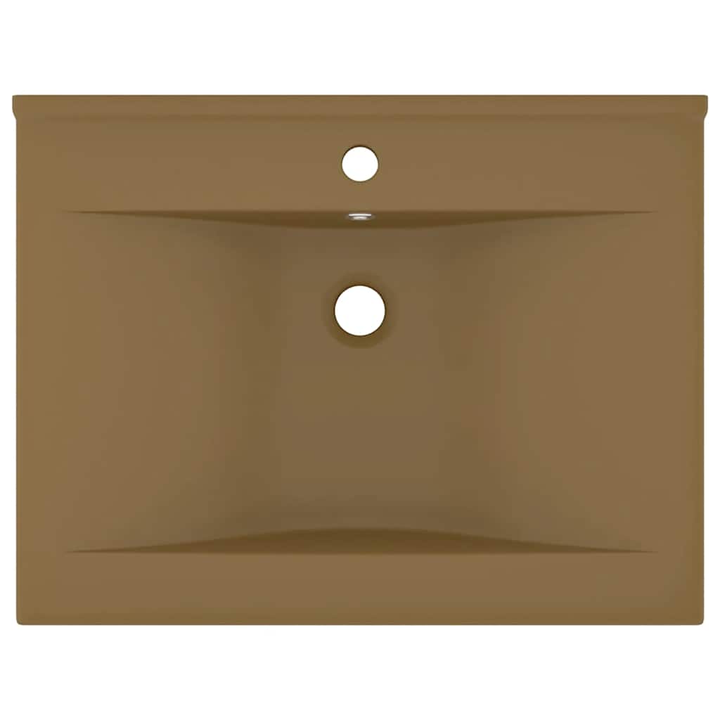 Lavandino con Foro Rubinetto Crema Opaco 60x46 cm in Ceramica | homemem39