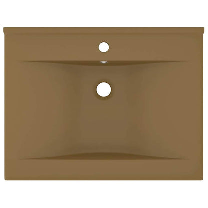 Lavandino con Foro Rubinetto Crema Opaco 60x46 cm in Ceramica | homemem39