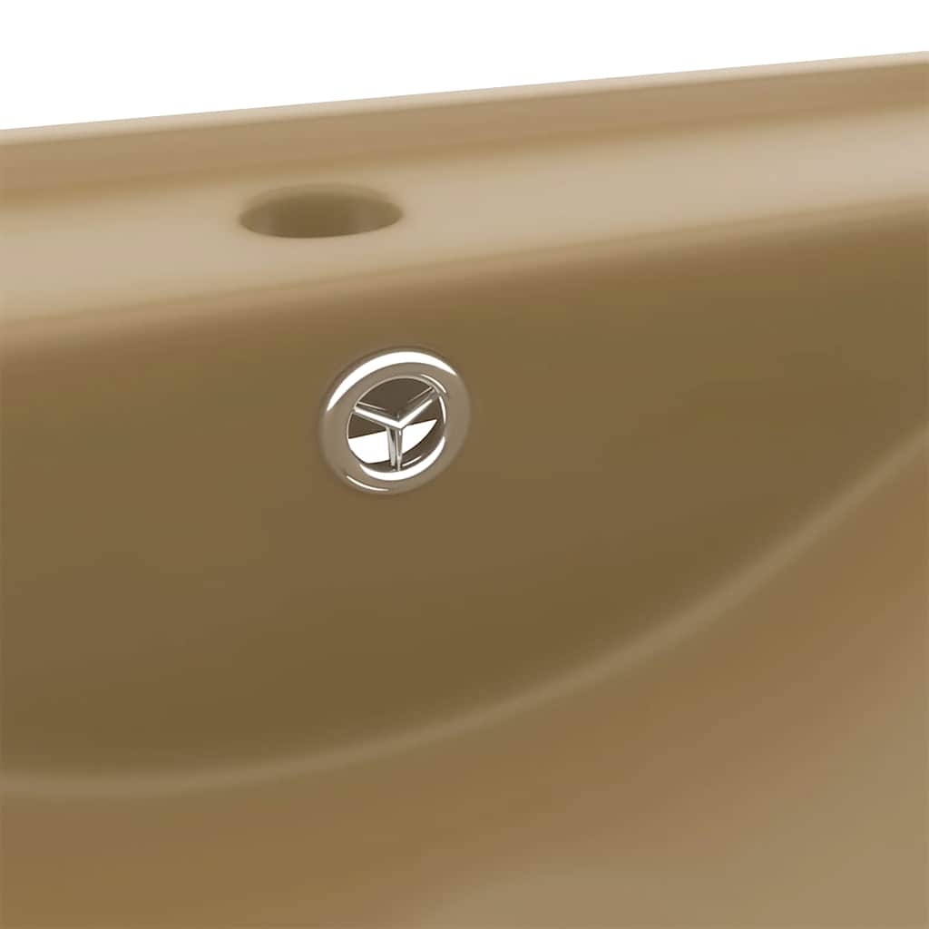Lavandino con Foro Rubinetto Crema Opaco 60x46 cm in Ceramica | homemem39