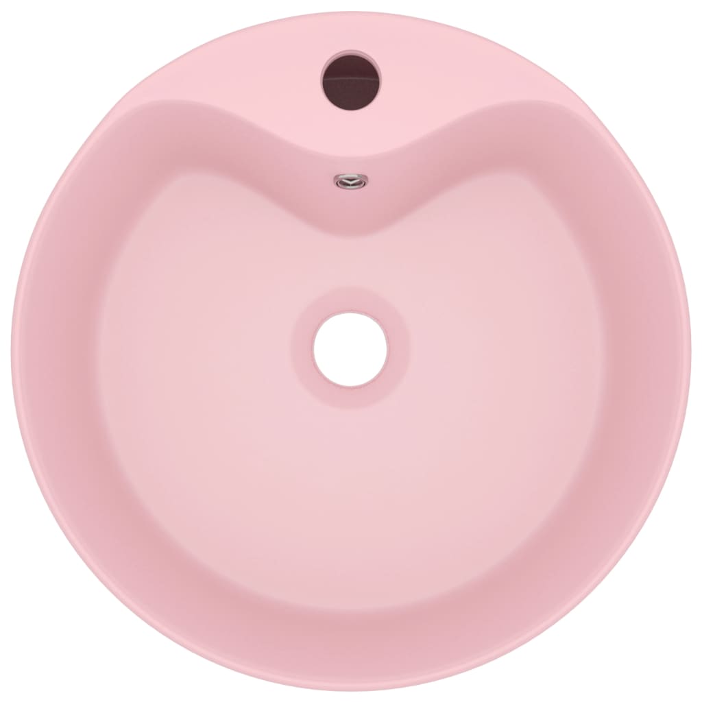 Sink with Overflow Matt Pink 36x13 cm in Ceramic