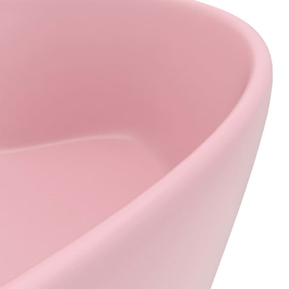 Sink with Overflow Matt Pink 36x13 cm in Ceramic