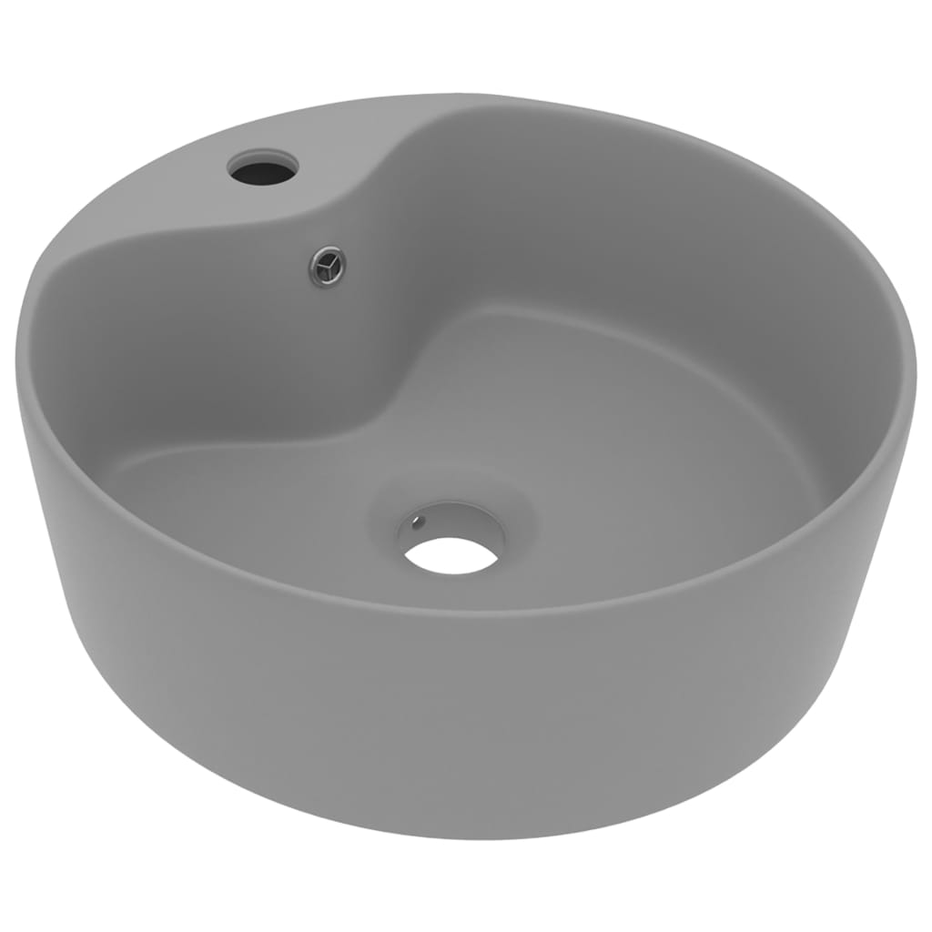 Sink with Overflow Light Gray Matt 36x13 cm Ceramic