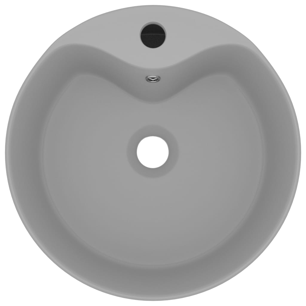 Sink with Overflow Light Gray Matt 36x13 cm Ceramic