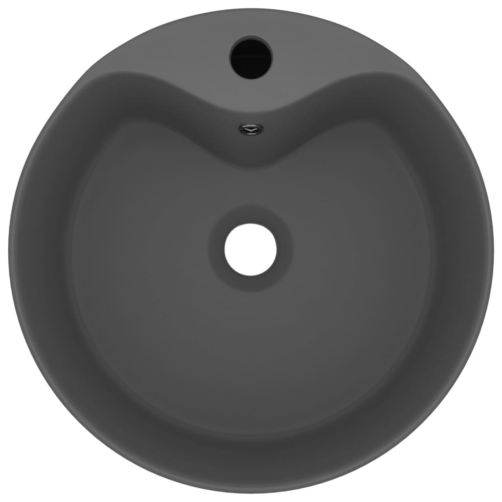 Lavandino con Troppopieno Grigio Scuro Opaco 36x13 cm Ceramica - homemem39