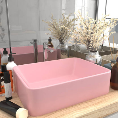 Luxury Matt Pink Sink 41x30x12 cm in Ceramic