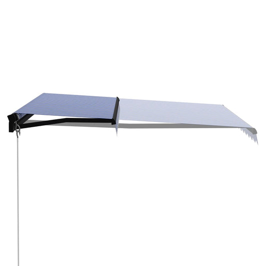 Tenda da Sole Retrattile Manuale 300x250 cm Blu e Bianca | homemem39