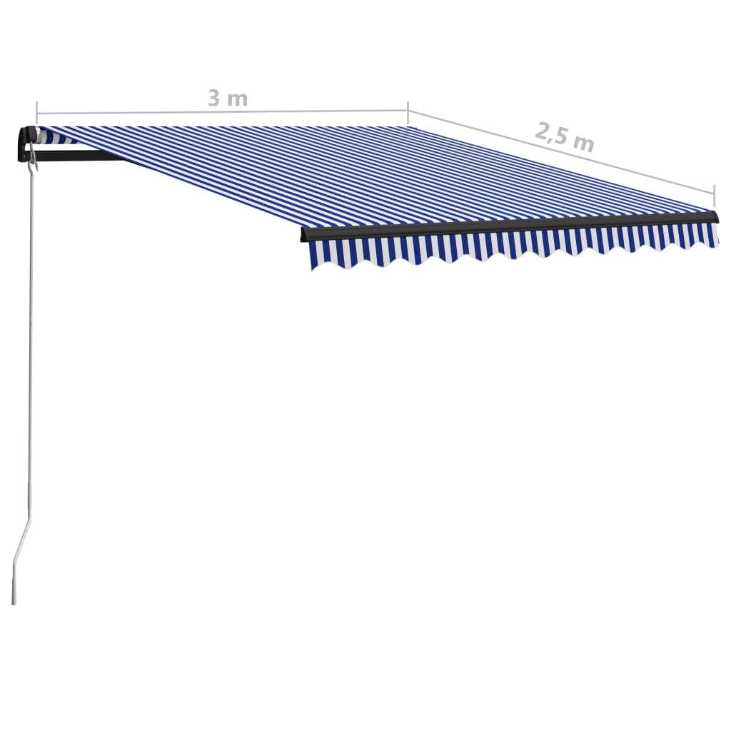 Tenda da Sole Retrattile Manuale 300x250 cm Blu e Bianca | homemem39