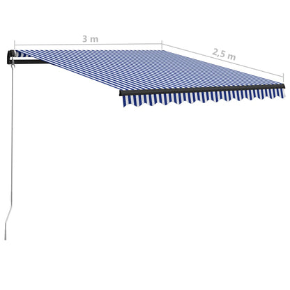 Tenda da Sole Retrattile Manuale 300x250 cm Blu e Bianca | homemem39