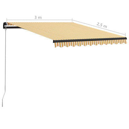 Tenda da Sole Retrattile Manuale 300x250 cm Gialla e Bianca | homemem39