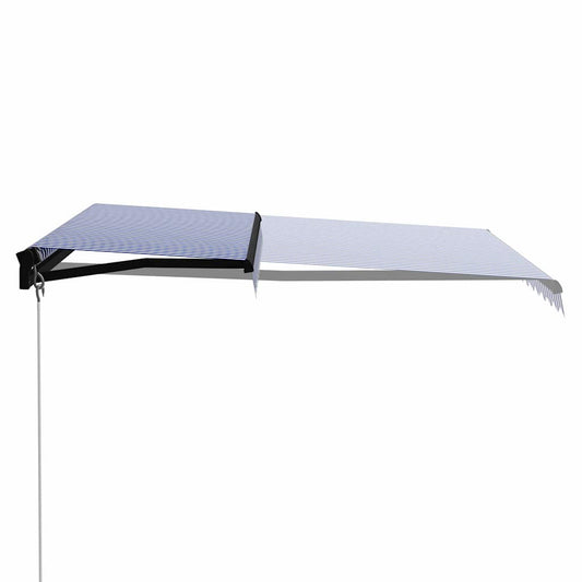 Tenda da Sole Retrattile Manuale 350x250 cm Blu e Bianca | homemem39
