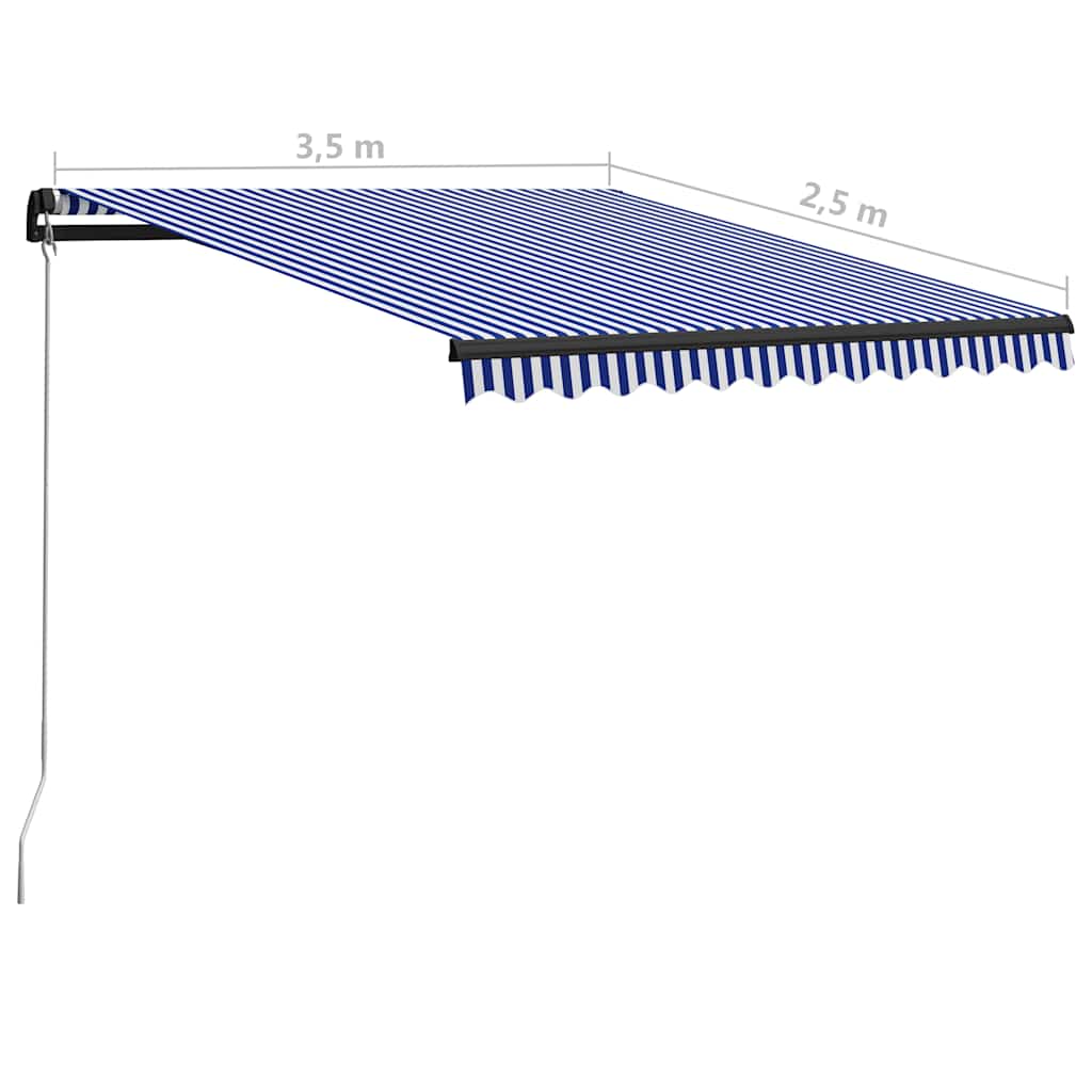 Tenda da Sole Retrattile Manuale 350x250 cm Blu e Bianca | homemem39