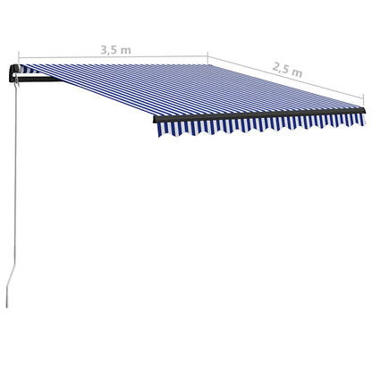 Tenda da Sole Retrattile Manuale 350x250 cm Blu e Bianca | homemem39