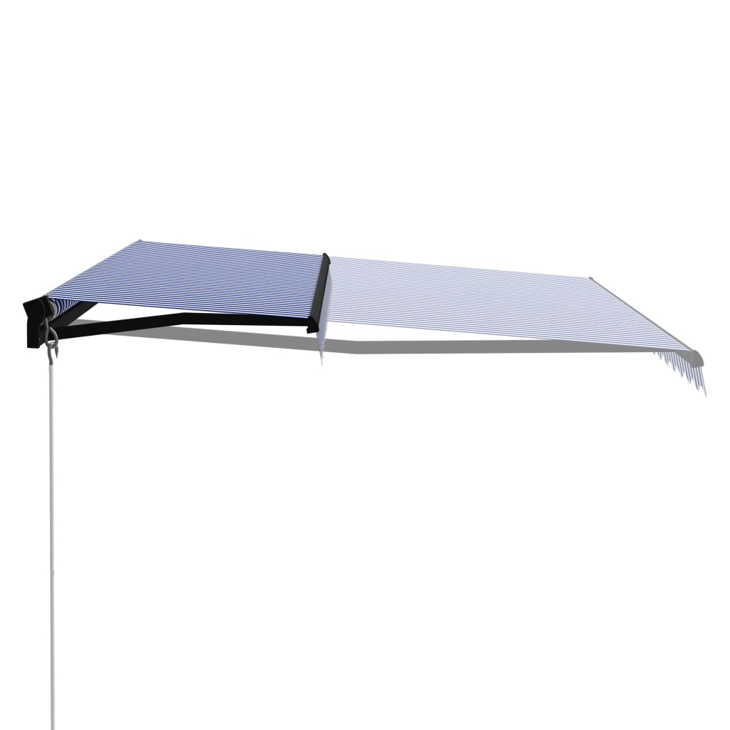 Tenda da Sole Retrattile Manuale 450x300 cm Blu e Bianca