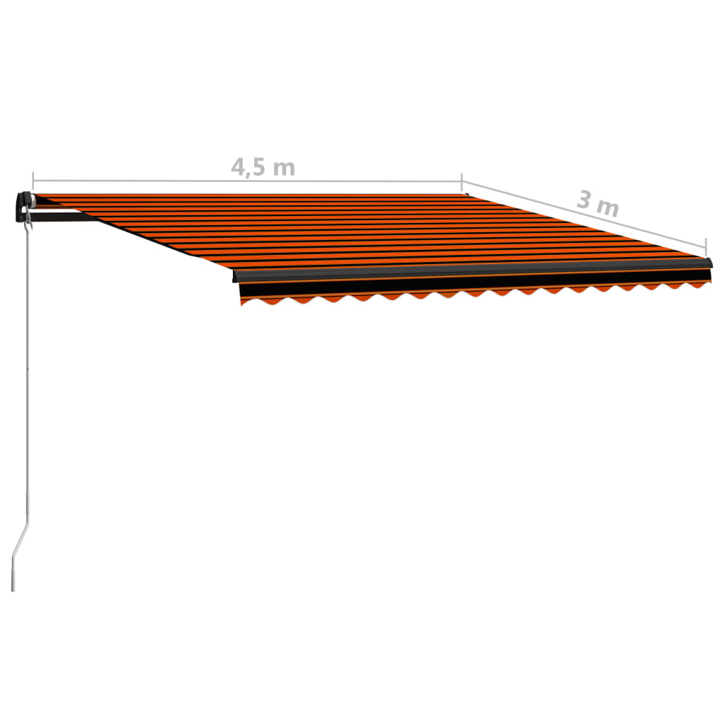 Tenda da Sole Retrattile Manuale 450x300 cm Arancione e Marrone