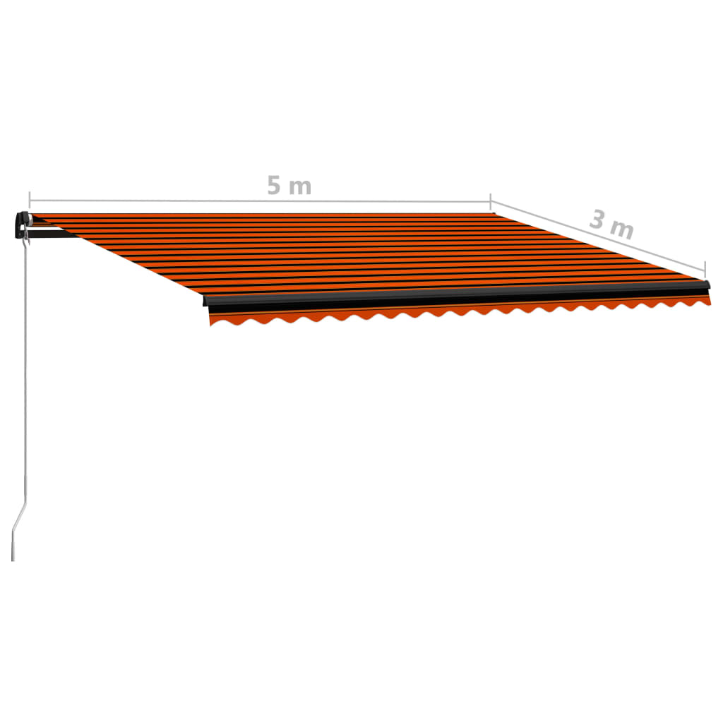 vidaXL Tenda da Sole Retrattile Manuale 500x300 cm Arancione e Marrone