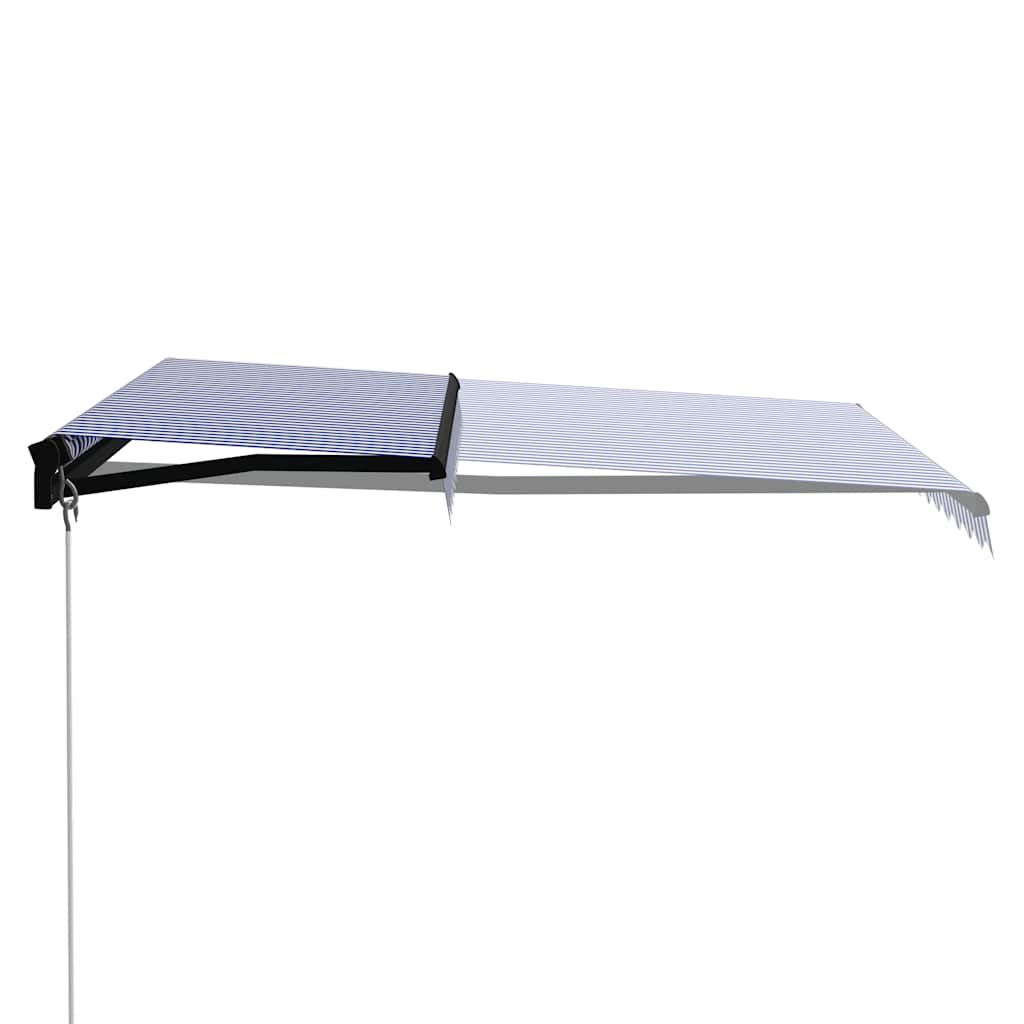 Tenda da Sole Retrattile Manuale con LED 300x250cm Blu e Bianco - homemem39