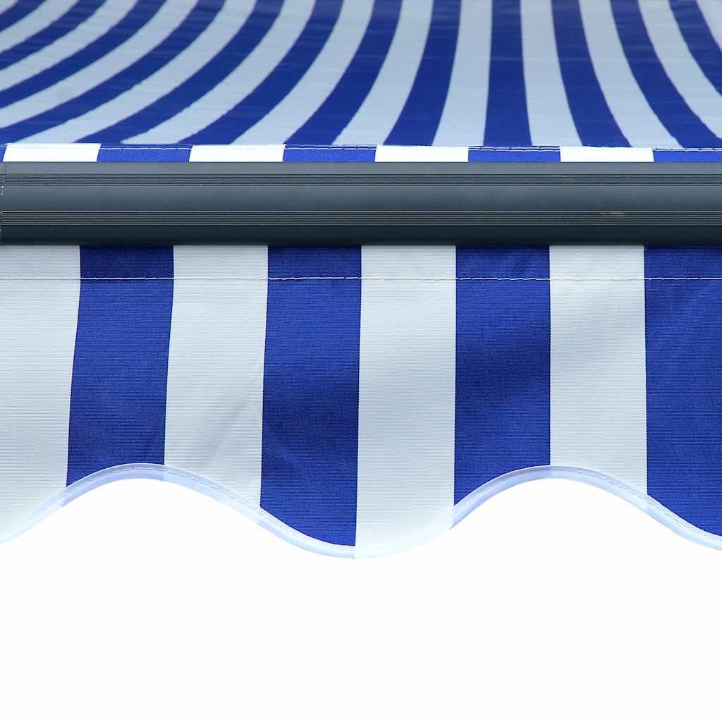 Tenda da Sole Retrattile Manuale con LED 300x250cm Blu e Bianco