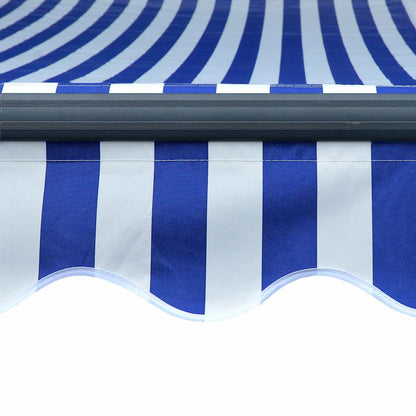 Tenda da Sole Retrattile Manuale con LED 300x250cm Blu e Bianco