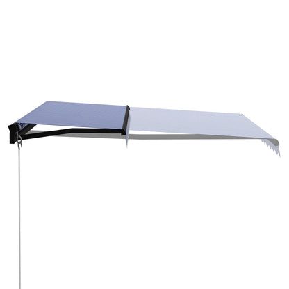 vidaXL Tenda da Sole Retrattile Manuale con LED 350x250cm Blu e Bianco