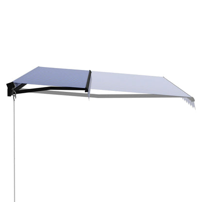 vidaXL Tenda da Sole Retrattile Manuale con LED 450x300cm Blu e Bianco