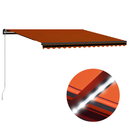 Tenda da Sole Retrattile Manuale LED 450x300 cm Arancio Marrone