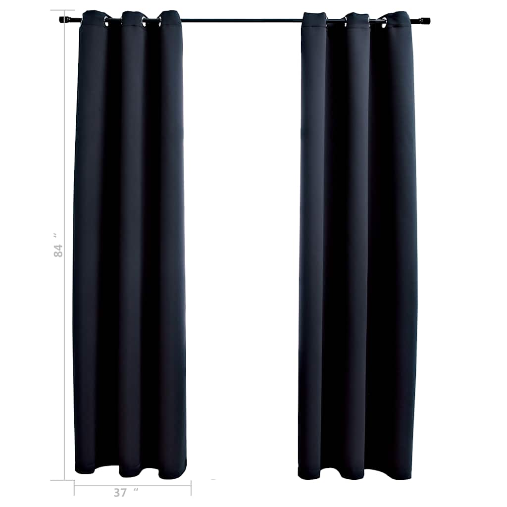 Tende oscuranti con anelli 2 pz Nero 97x213 cm Tessuto | homemem39