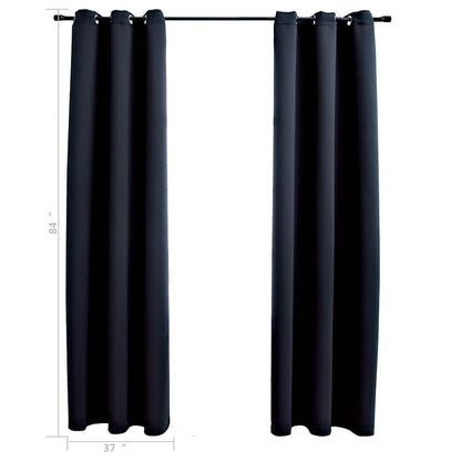 Tende oscuranti con anelli 2 pz Nero 97x213 cm Tessuto | homemem39