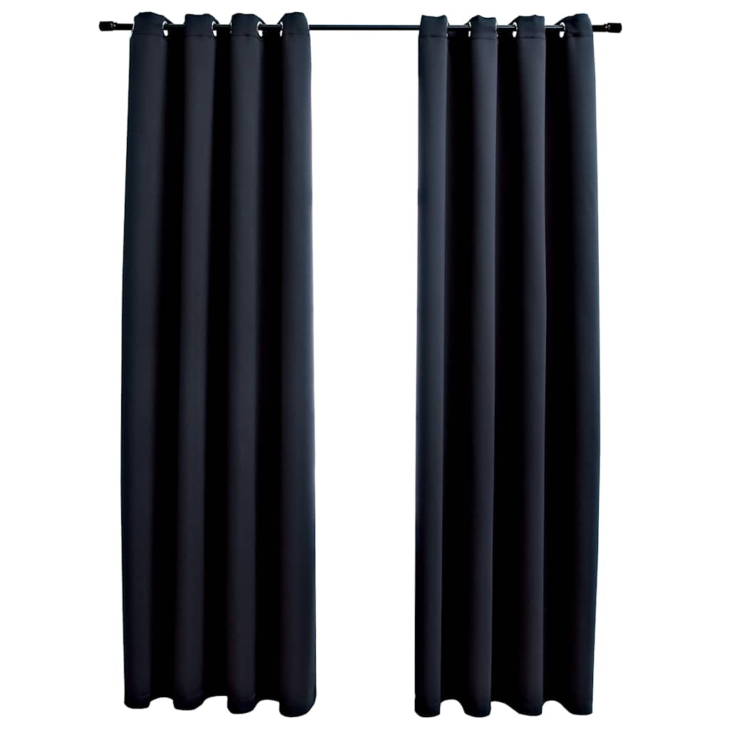 Tende oscuranti con anelli 2 pz Nero 137x213 cm Tessuto | homemem39