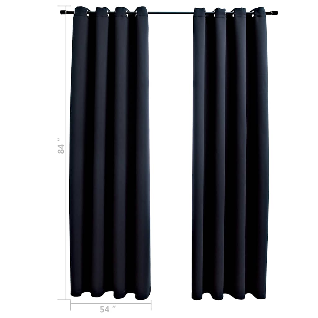 Tende oscuranti con anelli 2 pz Nero Tessuto
