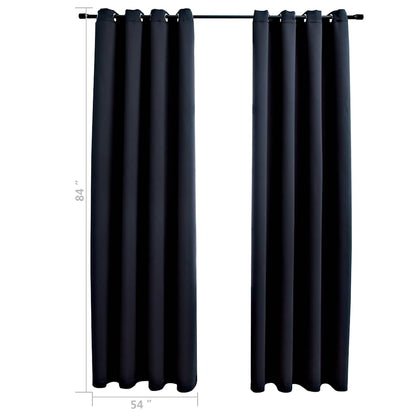 Tende oscuranti con anelli 2 pz Nero Tessuto