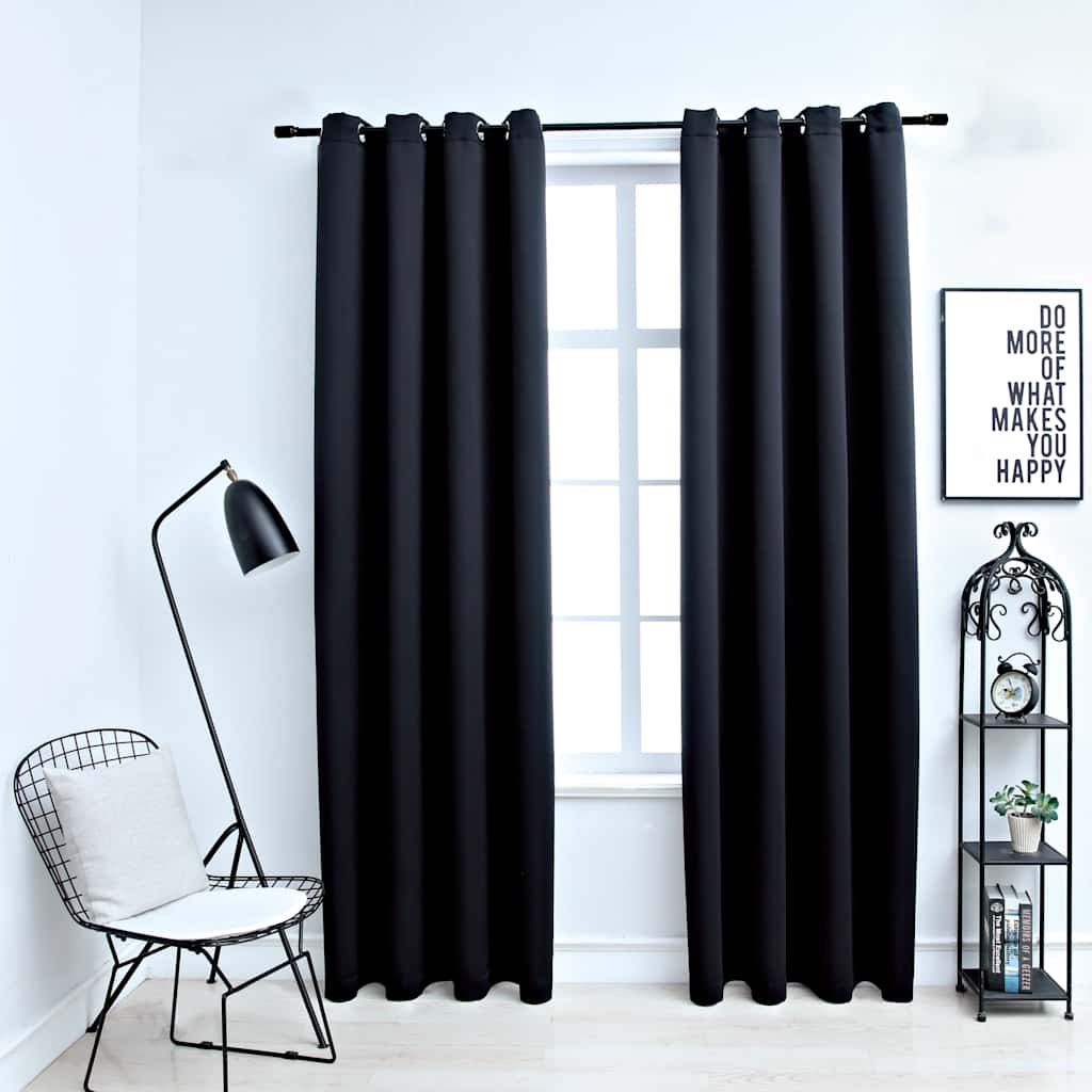 Tende oscuranti con anelli 2 pz Nero 137x213 cm Tessuto | homemem39
